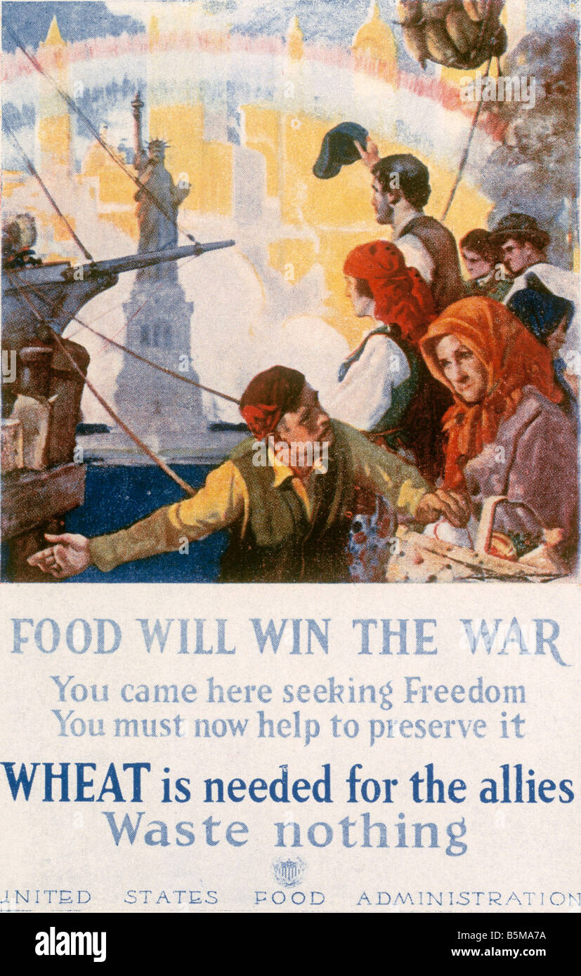 2 G55 P1 1918 78 US Food Administration Poster WWI Geschichte Weltkrieg Propaganda Food den Krieg Weizen gewinnt ist erforderlich für die Stockfoto