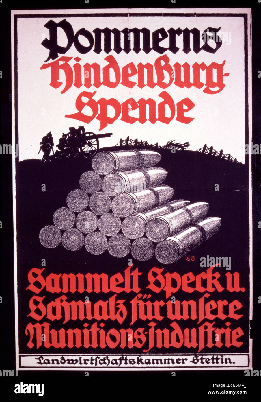 2 G55 W2 1917 2 E Hindenburg Collection Plakat WWI Geschichte Welt Krieg ich Krieg Volkswirtschaften Pommern s Hindenburg Sammlung sammeln Stockfoto