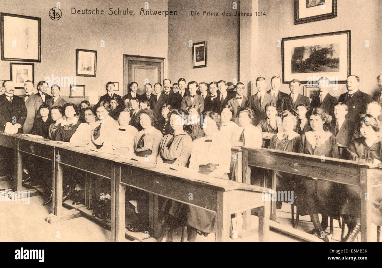 Deutsche Schule in Antwerpen Klasse 1914 Pädagogik Schulklasse Deutschschule in Antwerpen die Klasse von 1914 Foto 1914 Stockfoto