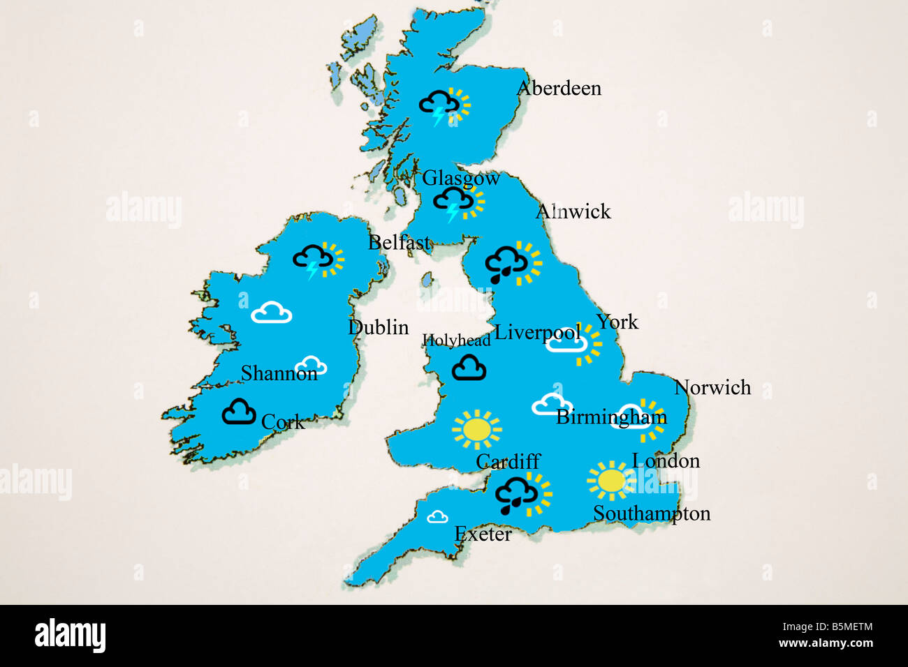 Uk wetter karte zeigt regen sonne wolke Fotos und Bildmaterial in