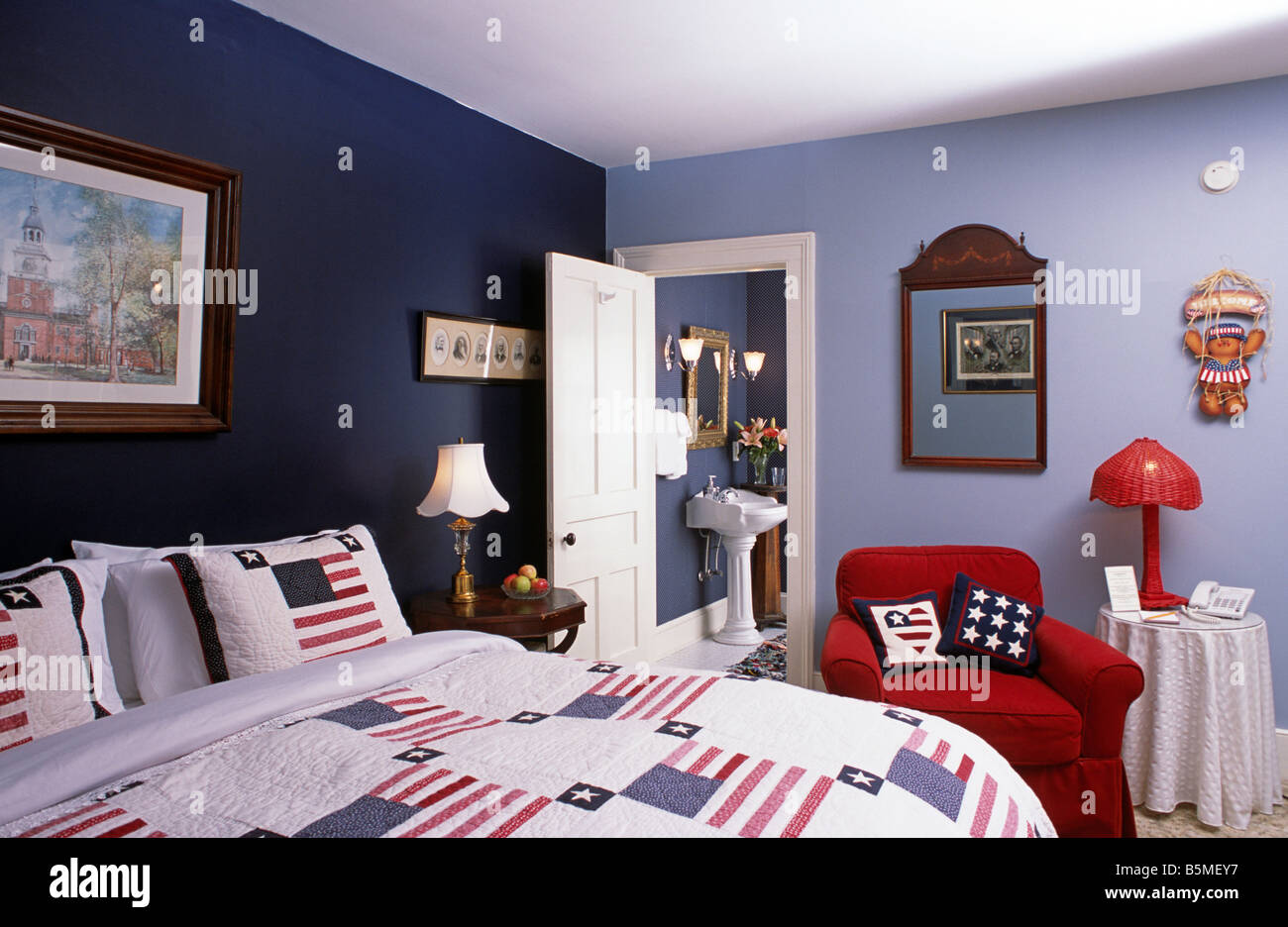 Inn Schlafzimmer Innenraum Stockfoto