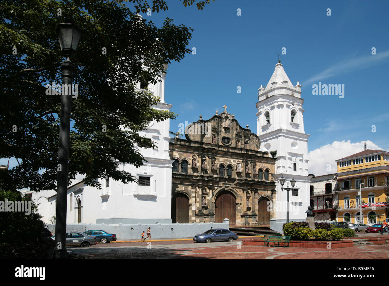 Kathedrale von Panama City an der Casco Antiguo oder Viejo und Plaza Catedral. Stockfoto