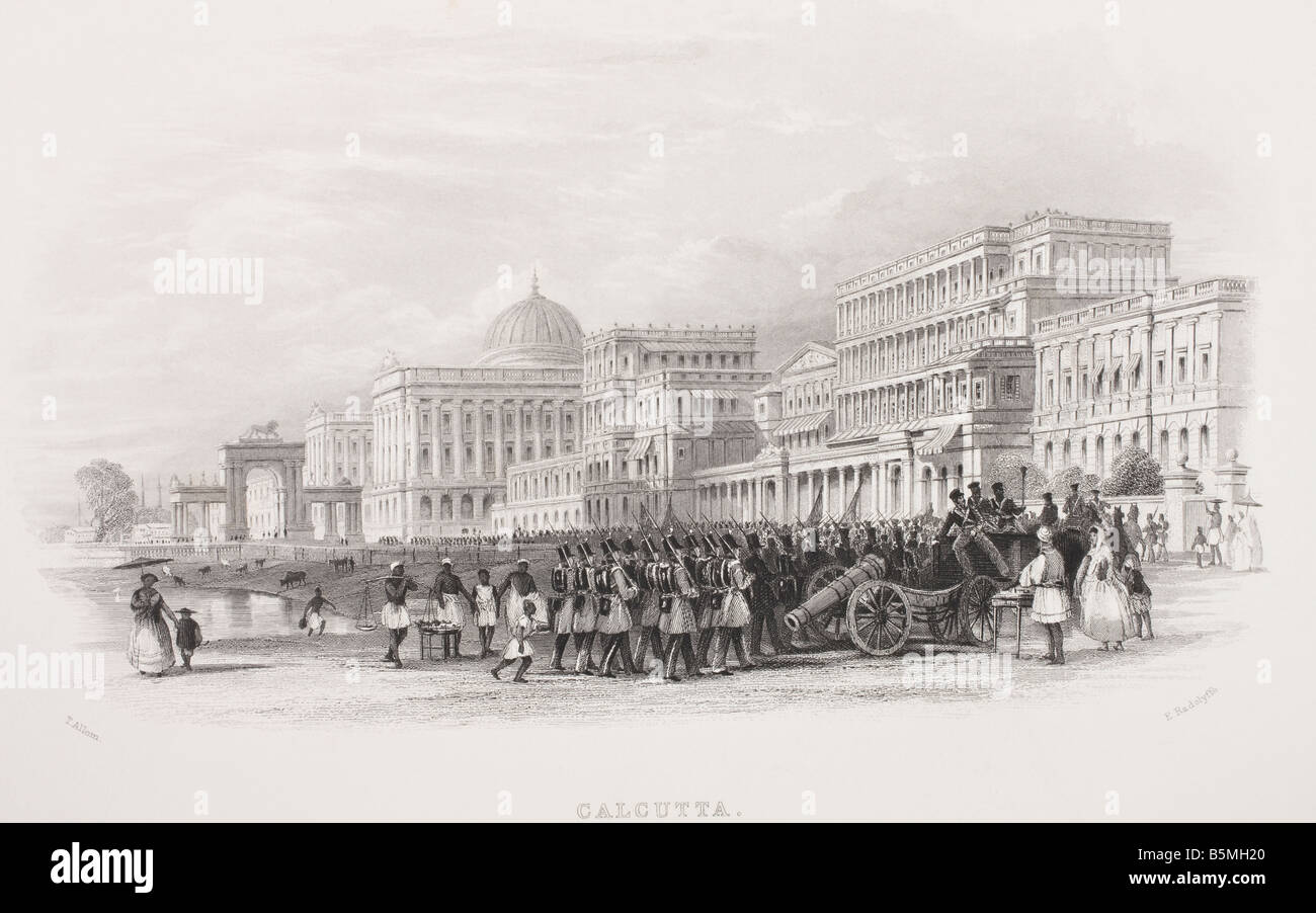 Kalkutta, Die Esplanade. Aus dem Buch Galerie historischer Porträts, erschienen um 1880. Stockfoto