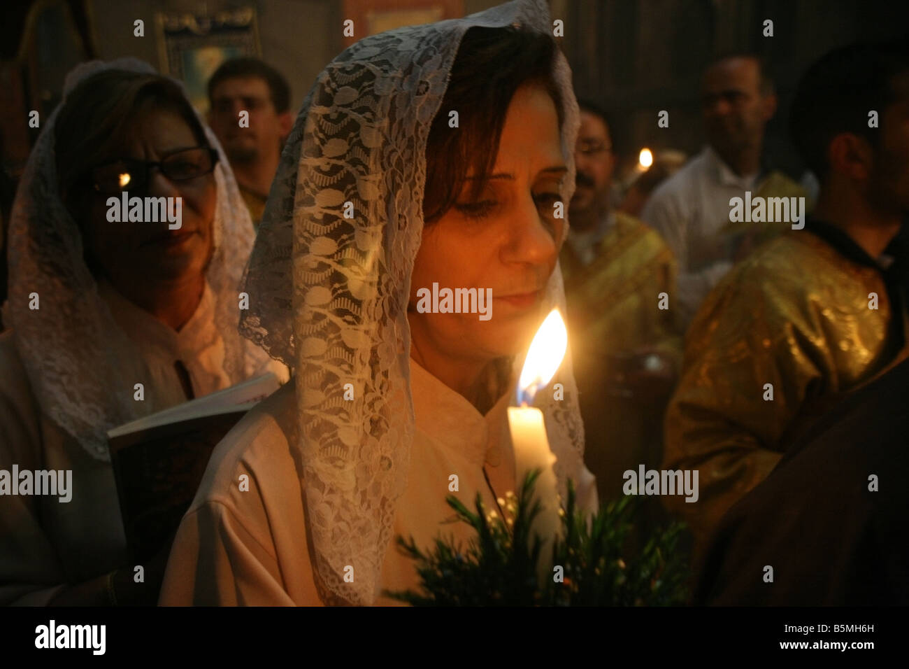 Heiliges Feuer Samstag an Christus Thomb jerusalem Stockfoto