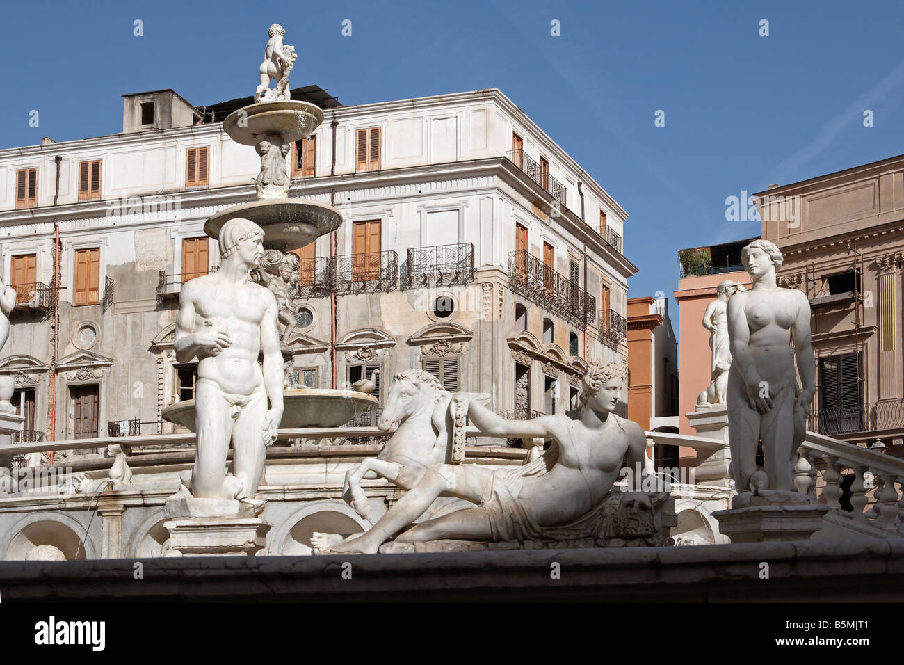 Fontana Pretoria, Piazza Pretoria, Palermo, Sizilien Stockfoto