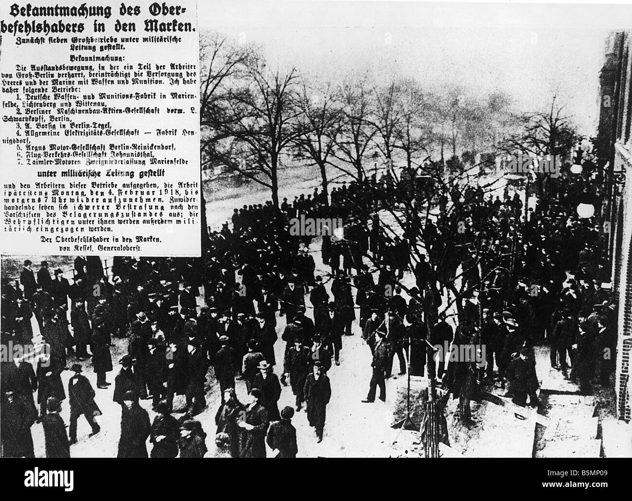 8 1918 2 2 A1 Januar Strike 1918 erster Weltkrieg ein Januar Streik in Berlin 28. Januar 1. Februar 1918 400 000 Metallarbeiter folgen Stockfoto