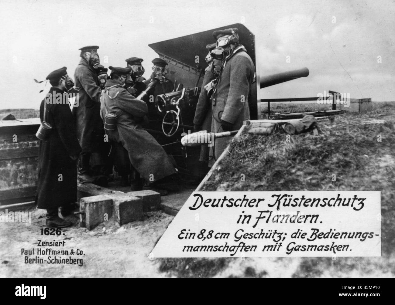 9 1914 0 0 A10-3-Kanone auf dem Flanders Küste des 1. Weltkrieges Western Front deutschen Küste Schutz in Flandern Kanone mit Operation Stockfoto