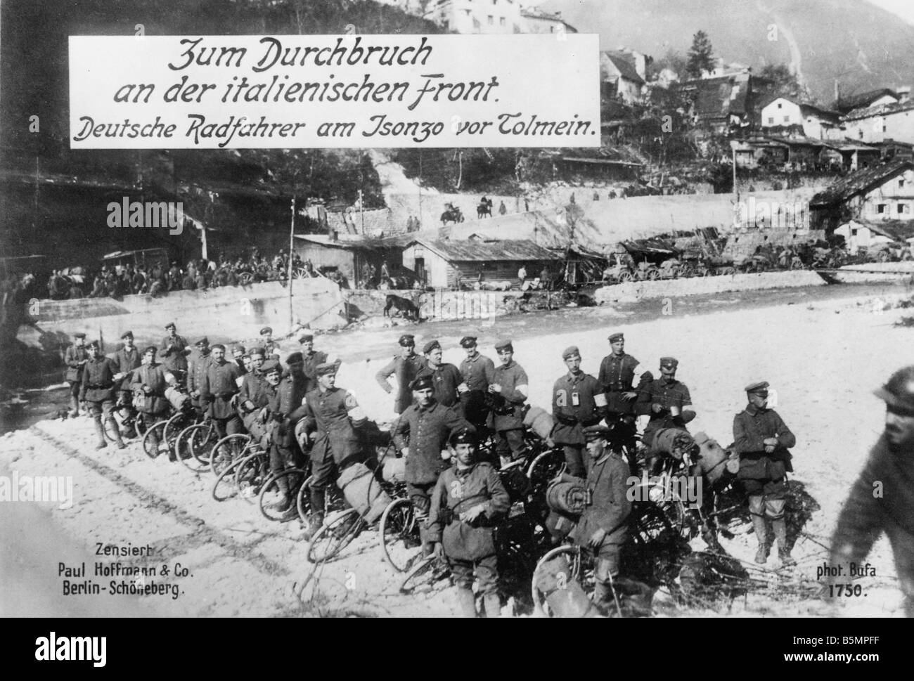9 1915 0 0 A3 2 E Isonzo Schlachten Ger Truppen bei Tolmein 1. Weltkrieg italienischen Front Isonzo Schlachten 1915-17 Schlachten bei Tolmein aus Stockfoto
