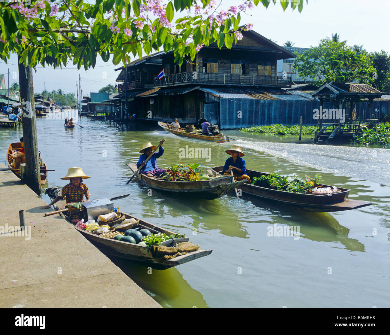 Schwimmenden Markt Bangkok Thailand Stockfoto