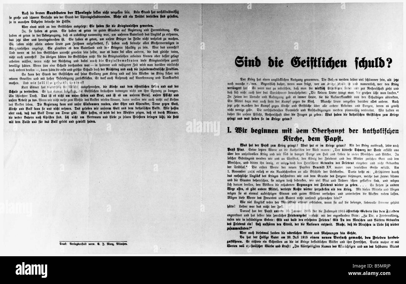 9 1918 11 7 E1 Revolution 1918 Broschüre Cath Kirche Revolution 1918 19 Schrei der Republik in Bayern am 7. November 1918 Scha Stockfoto