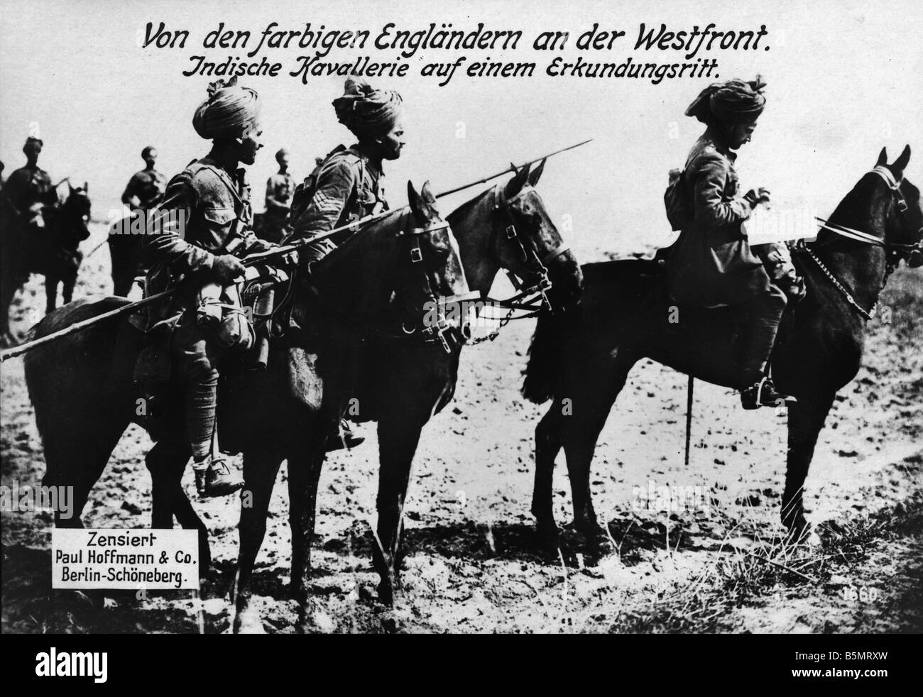 1914 18 britische Geschichte 1914-18 Weltkrieg indische Kavallerie auf einer mission auf dem westlichen vorderen Foto Stockfoto