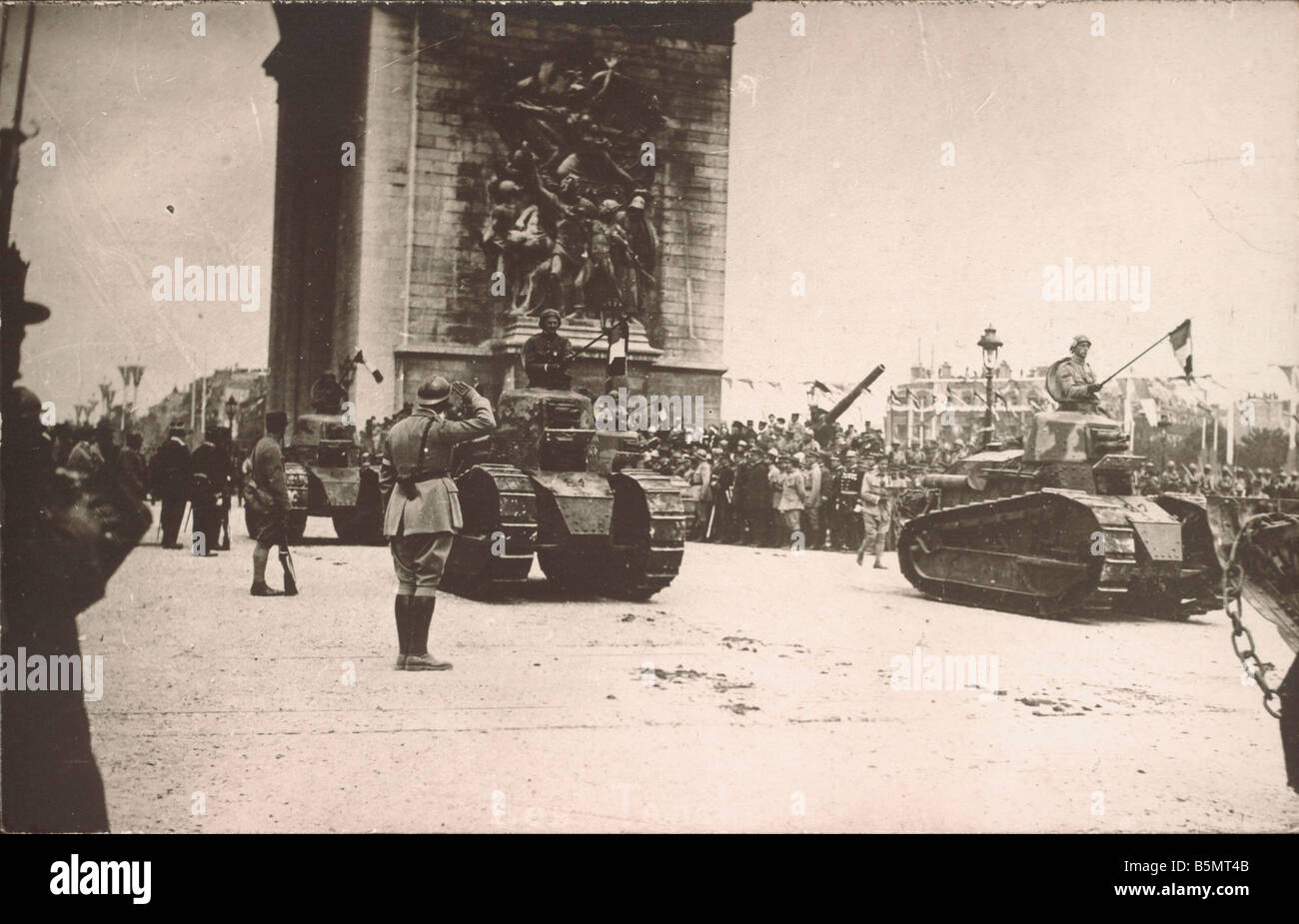 9FK 1919 7 14 A1 18 E Sieg feiern Paris 1919 Paris 14. Juli 1919 verbündet feiern am Ende des ersten Weltkrieges F Stockfoto