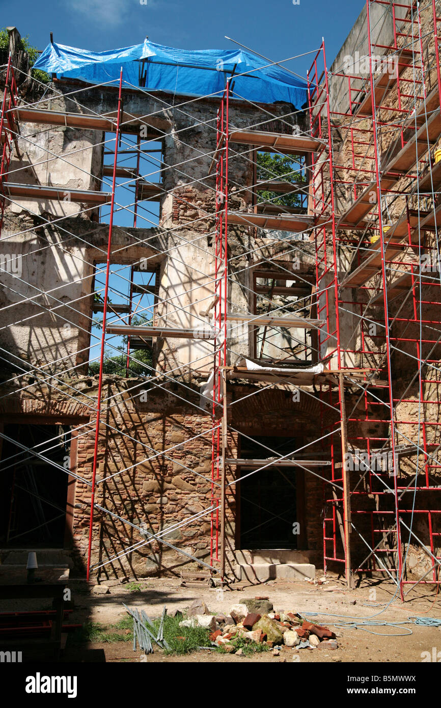 Compañia de Jesus Building Renovierungen und Restaurierungen im Casco Antiguo von Panama City. Stockfoto