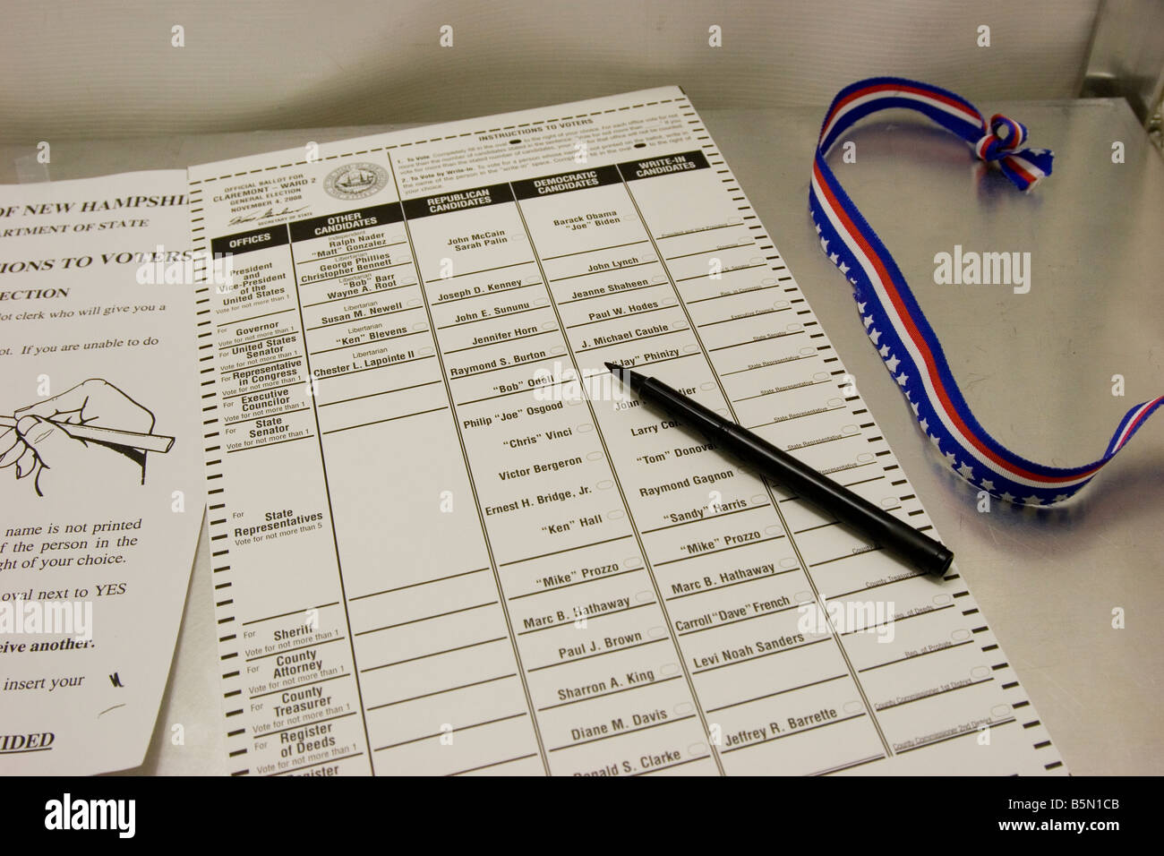 Stimmabgabe Stimmzettel Wahl 2008 Usa Prasidentschaftswahl Stockfotografie Alamy