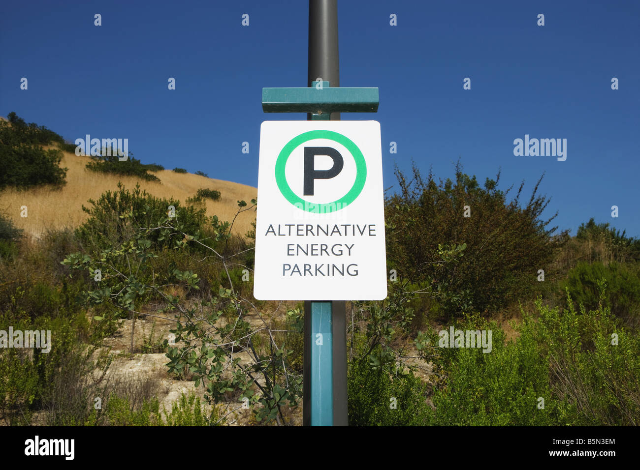 Alternative Energie-Parkplatz-Schild Stockfoto