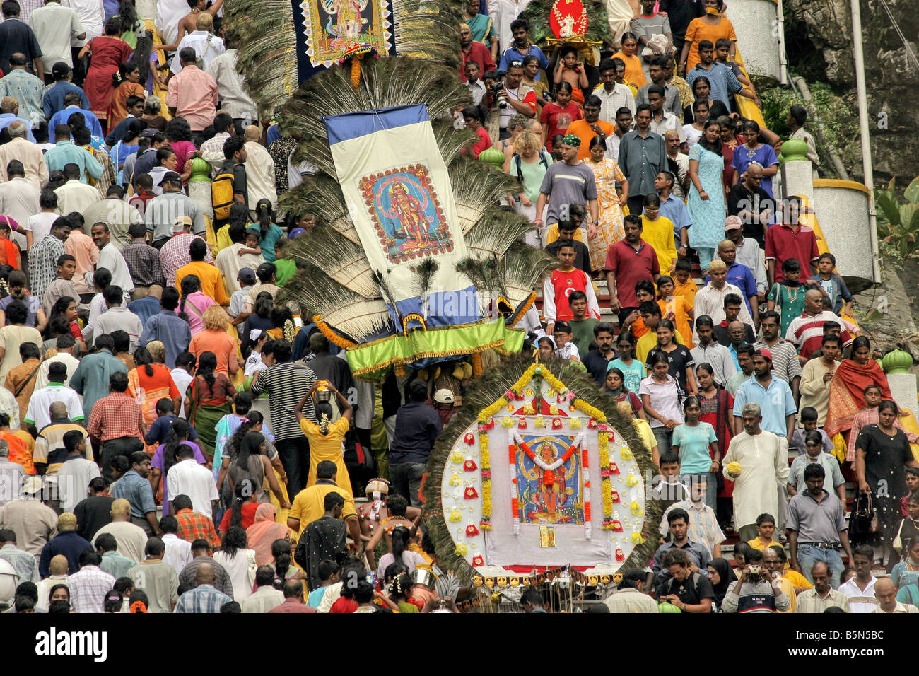 dichten Menschenmenge auf hinduistische Thaipusam Festival, Batu-Höhlen, malaysia Stockfoto