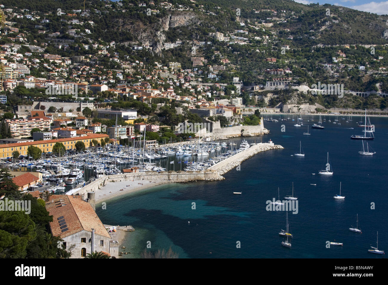 Süd-Frankreich-Cote d Azur Villefranche-Sur-Mer-Yachthafen Stockfoto