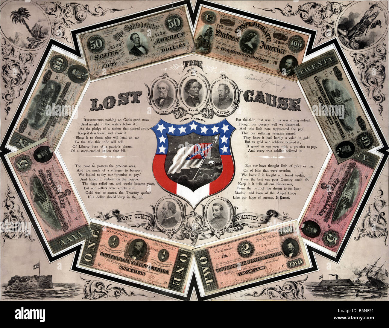 Konföderierten Geld im Süden während des Bürgerkrieges Stockfoto