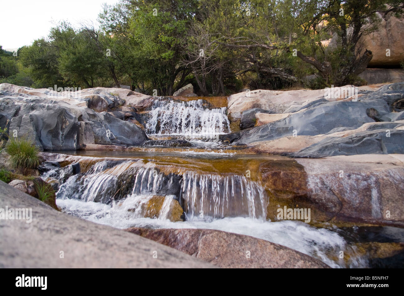 Wasserfälle am Manzanares, Kaskade, Fluss Manzanares del Real, Madrid, Spanien, España, UE Stockfoto