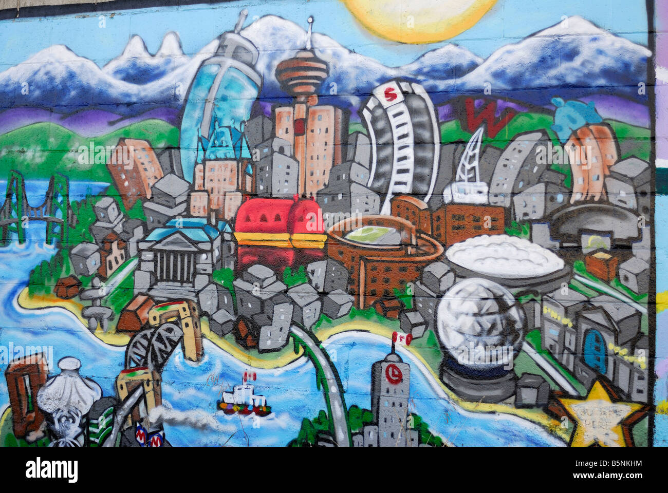 Vancouver-Graffiti-Kunst an der Wand Stockfoto
