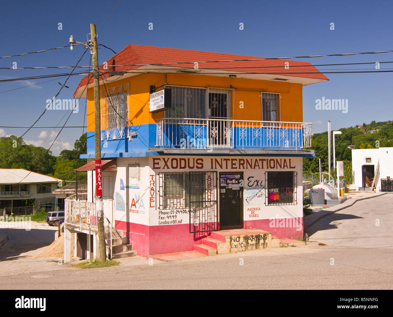 SAN IGNACIO BELIZE Exodus International Travel Agency-Gebäude Stockfoto