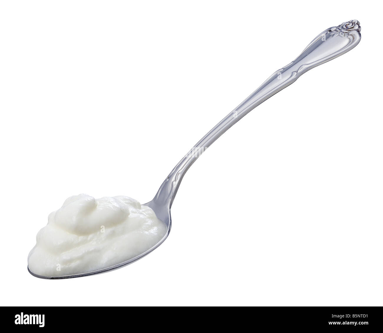Joghurt-Löffel isoliert auf einem weißen Hintergrund. Stockfoto