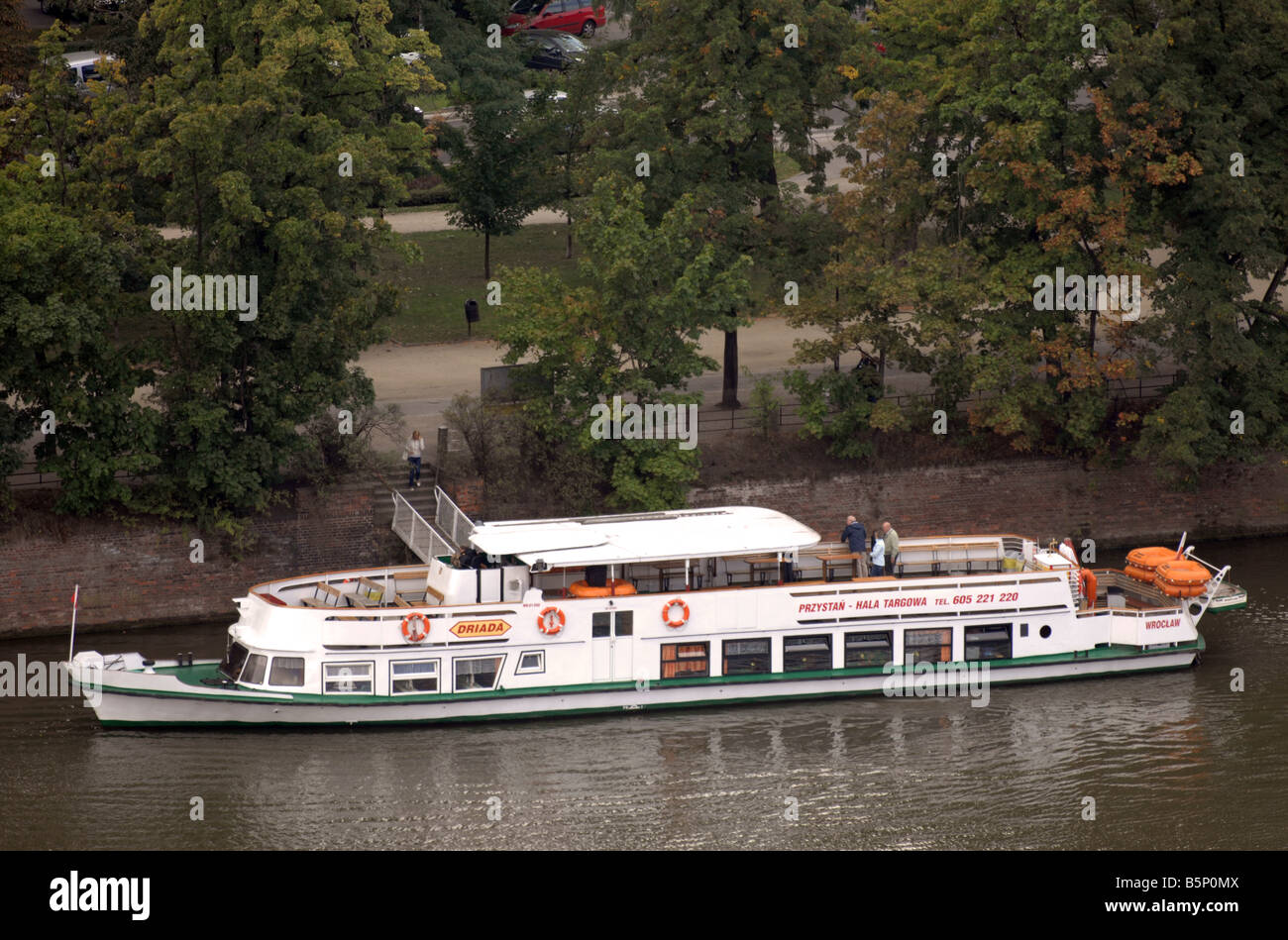 Ausflugsschiff auf der Odra, Wroclaw, Polen Stockfoto