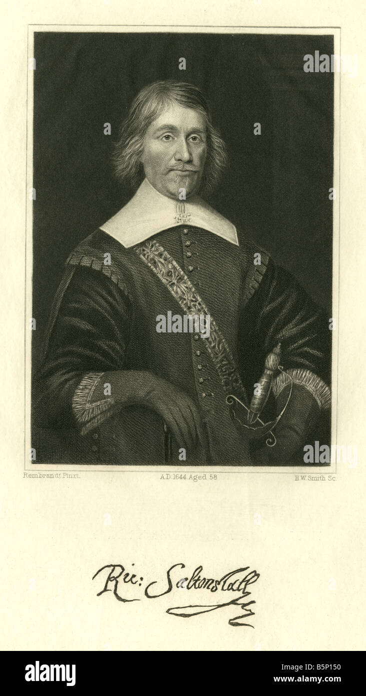 Antiken Gravur von Sir Richard Saltonstall. Stockfoto