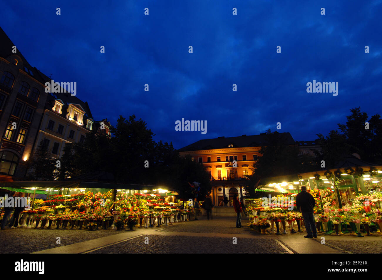 Blumenmarkt in "Salzplatz" oder Solny Square, Wroclaw, Polen Stockfoto