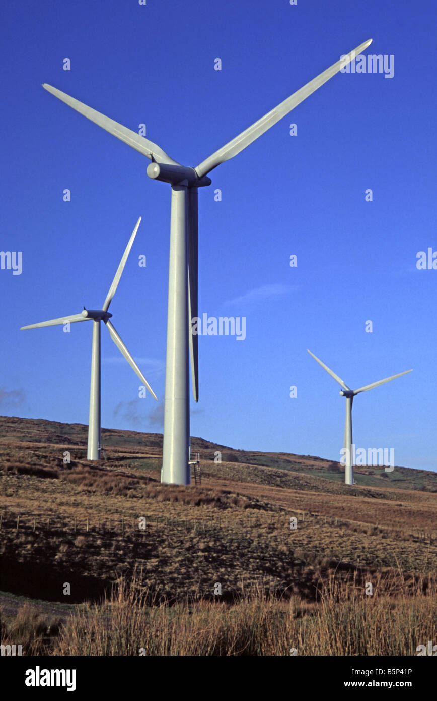 Eine typische Windfarm, hier abgebildet in völlig noch Bedingungen. Stockfoto