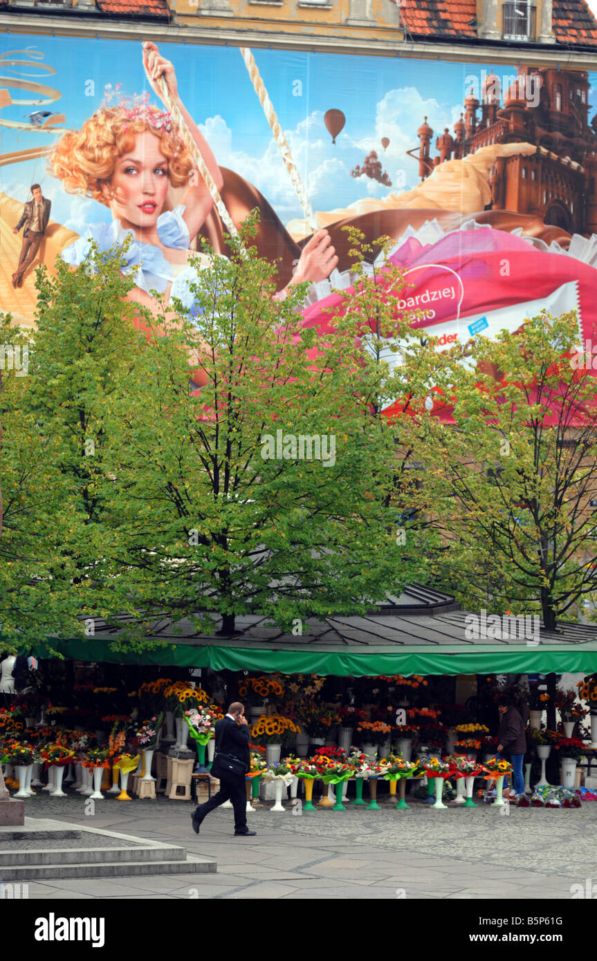 Blumenmarkt in "Salzplatz" oder Solny Square, Wroclaw, Polen Stockfoto