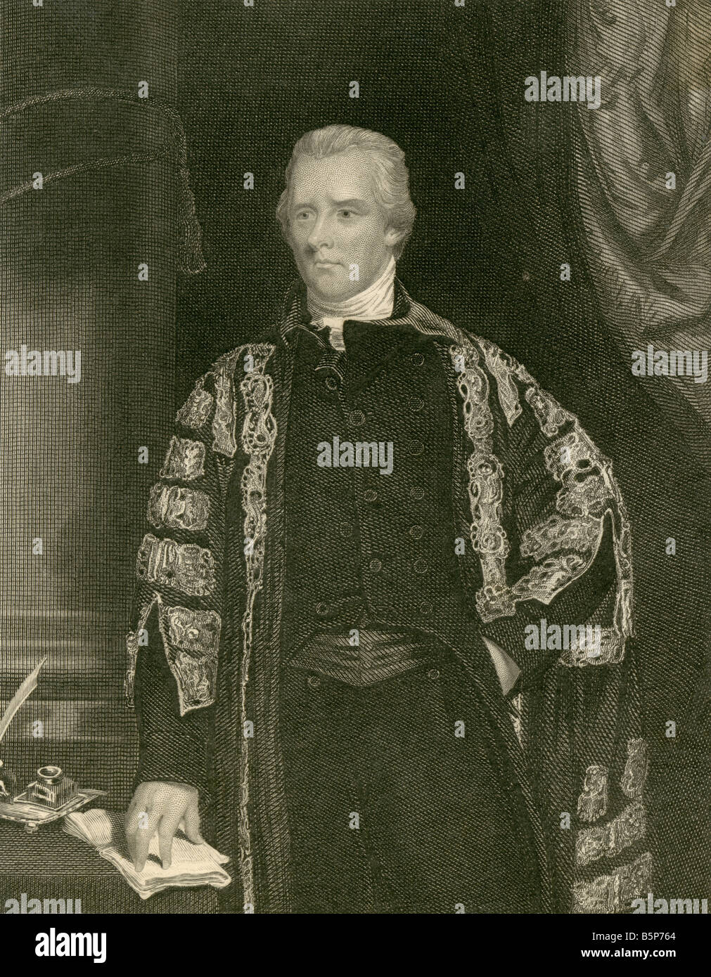 Antik-Gravur von William Pitt der jüngere. Stockfoto