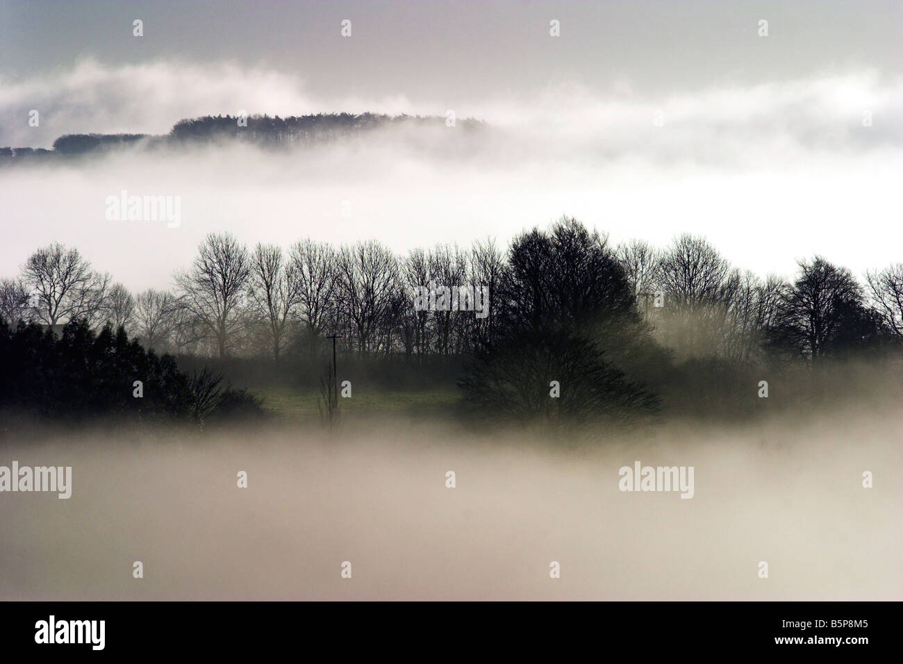 Nebel über Shaftesbury, Dorset, Vereinigtes Königreich Stockfoto