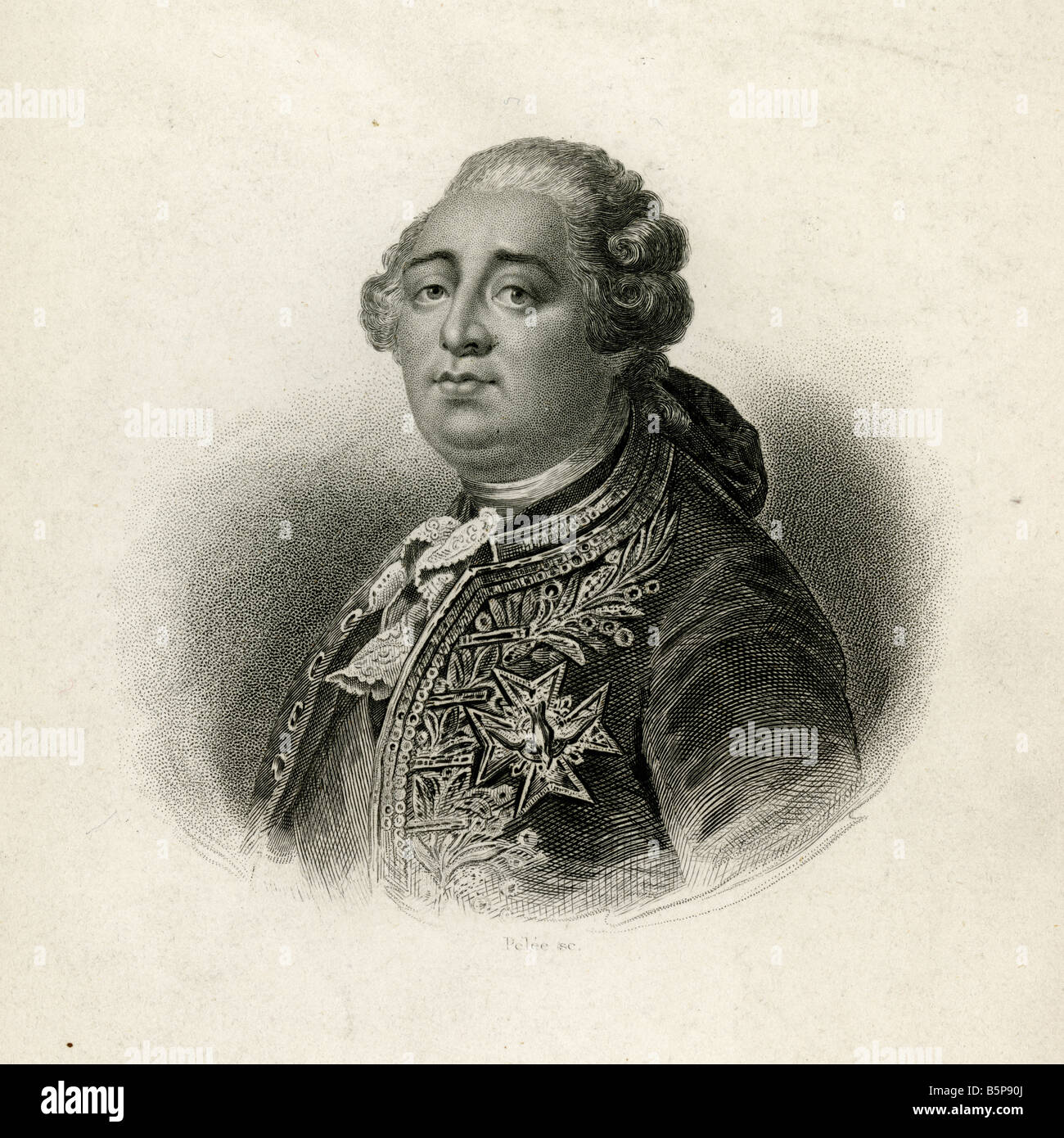 Antiken Gravur von König Louis XVI. Stockfoto