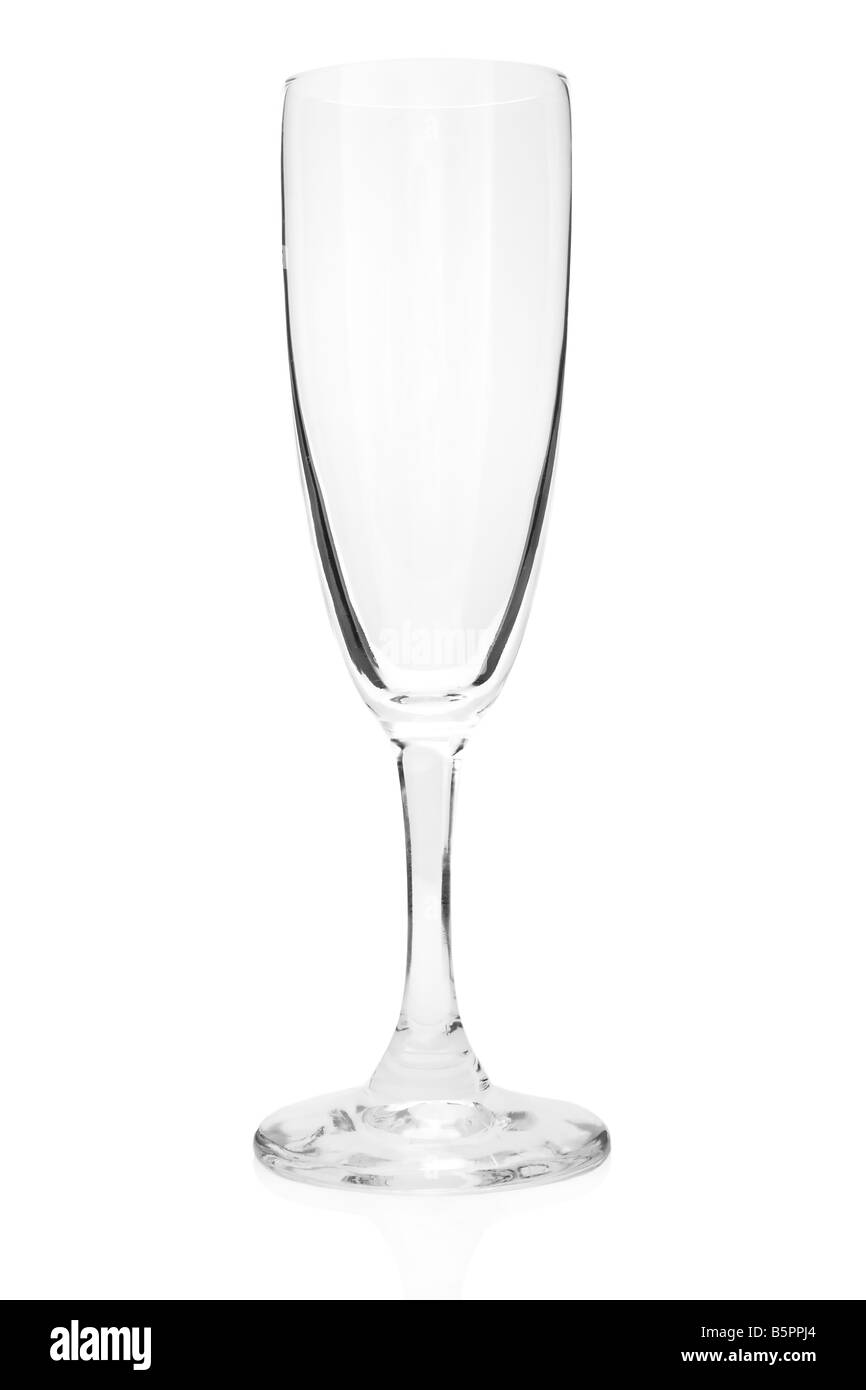 Leere Sektglas isoliert auf weißem Hintergrund Stockfoto
