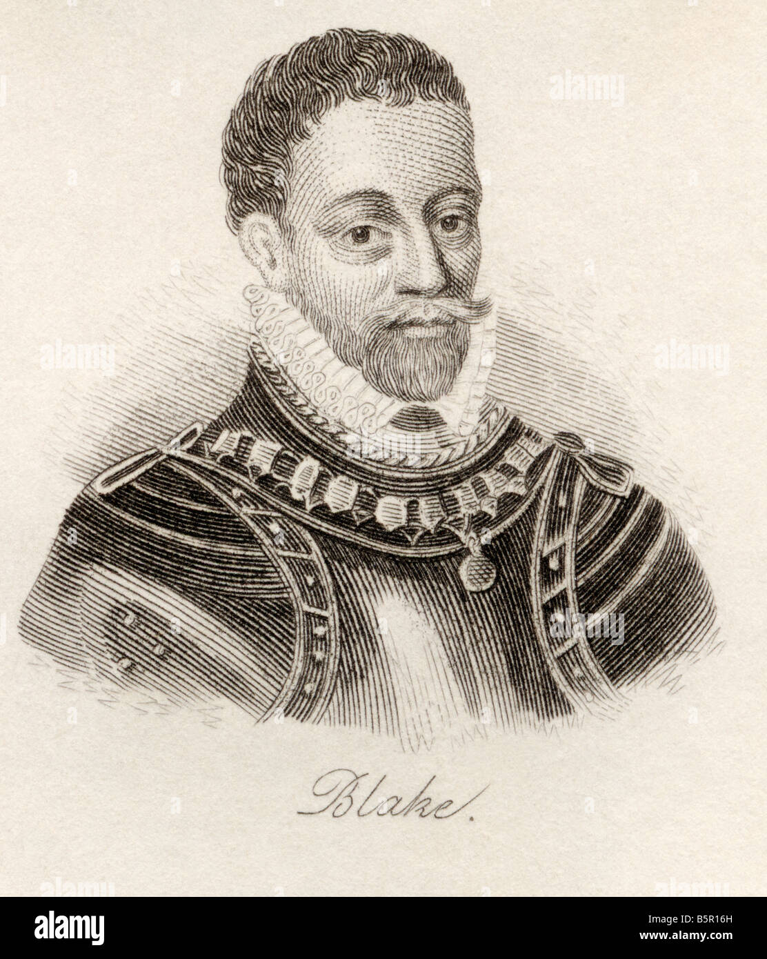 Robert Blake, 1599-1657. Englisch naval Commander und Admiral. Aus dem Buch von Crabb Historisches Lexikon, veröffentlicht 1825. Stockfoto