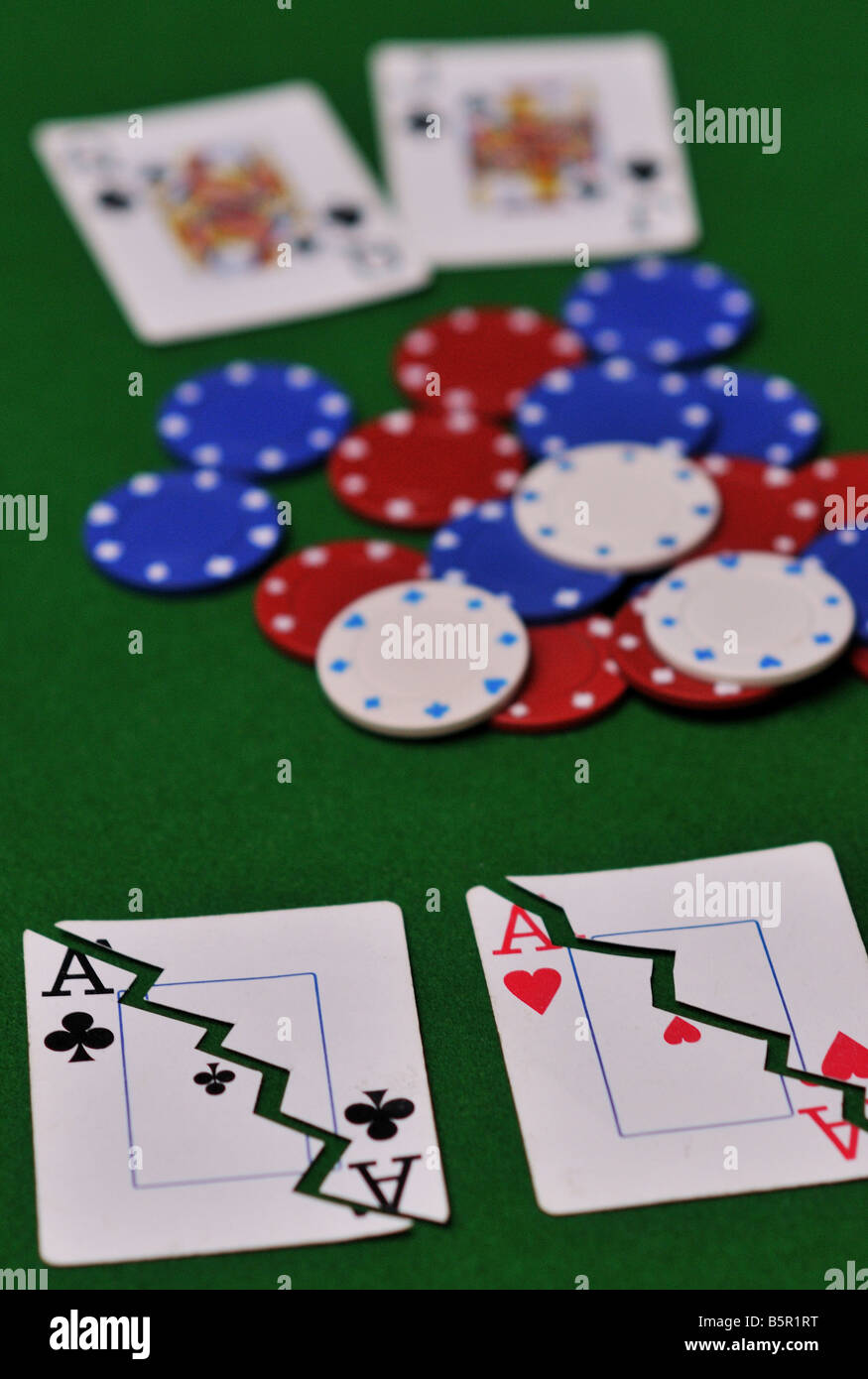 Ein perfektes Beispiel dafür, wie es sich anfühlt, Ihre Asse in das grausame Spiel von Poker (kein Limit, Limit, Hold) geknackt haben Stockfoto