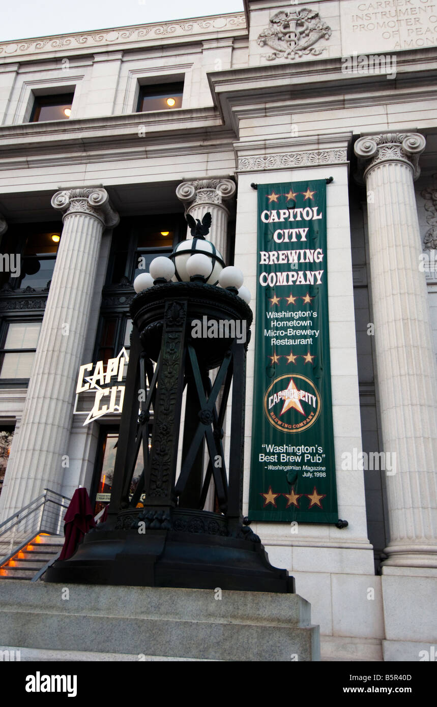 Capitol City Brewing Company Gebäude und Zeichen in Washington, D.C. Stockfoto