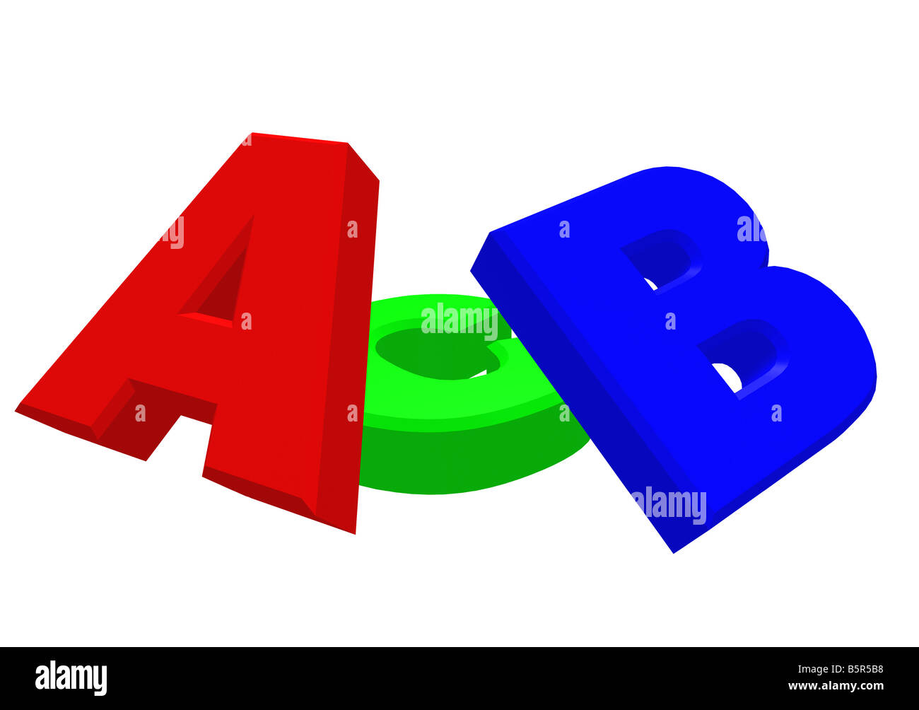 Die drei Buchstaben dreidimensionales Bild der Buchstaben des englischen Alphabets Stockfoto