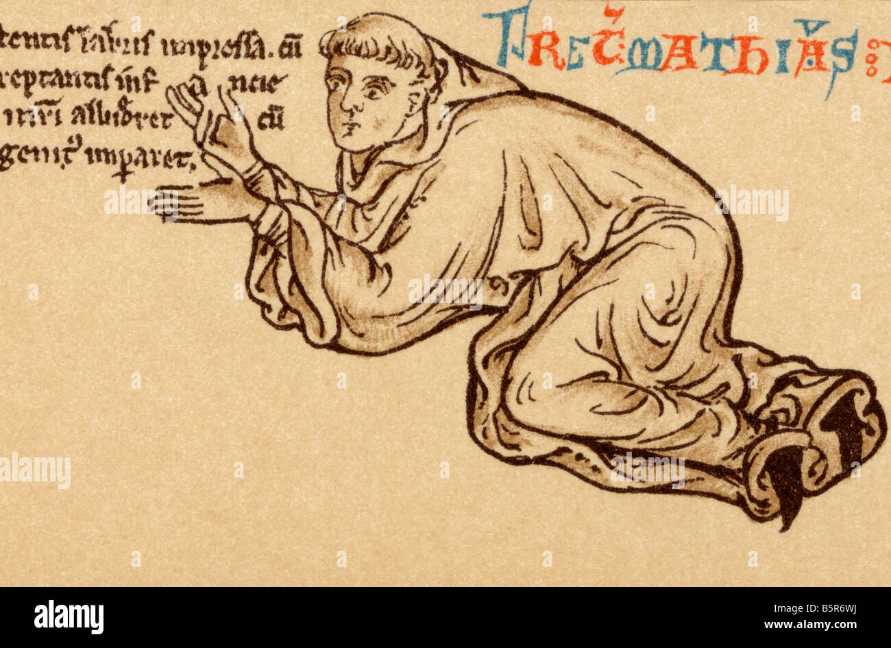 Matthew Paris, ca. 1200 - 1259. Englischer Benediktinermönch, Chronist und Künstler von illuminierten Handschriften. Selbstporträt. Stockfoto