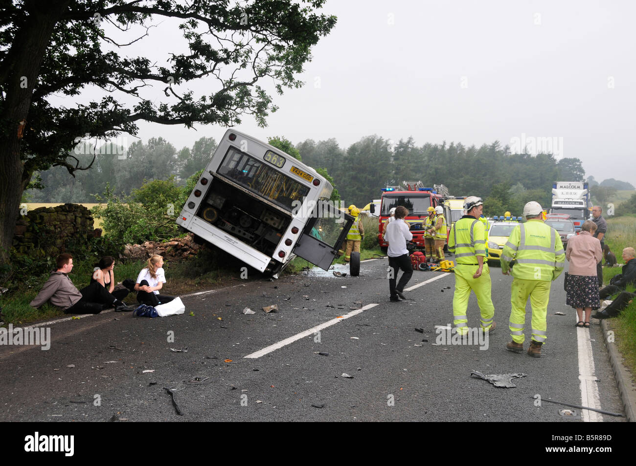 Busunfall mit vielen Verletzten in Cumbria Stockfoto