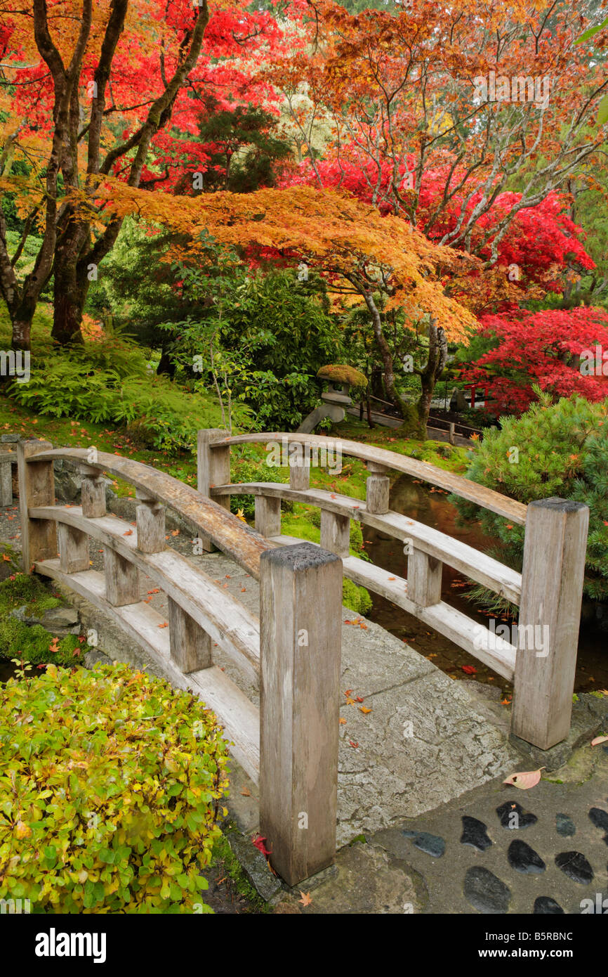 Japanischer Garten Prozessabschnitt Butchart Gardens im Herbst Victoria British Columbia Kanada Stockfoto