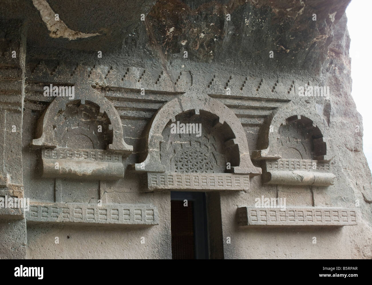 Ajanta India Höhle Felsen geschnitzt Basalt Stockfoto