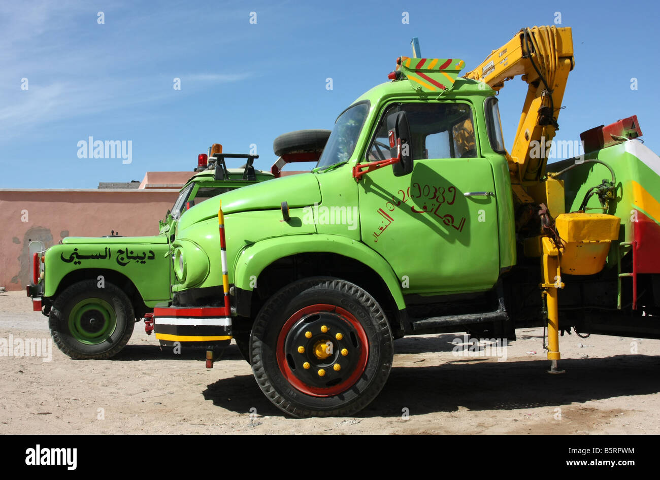 Vintage Abschleppwagen in Dakhla Westsahara Stockfoto