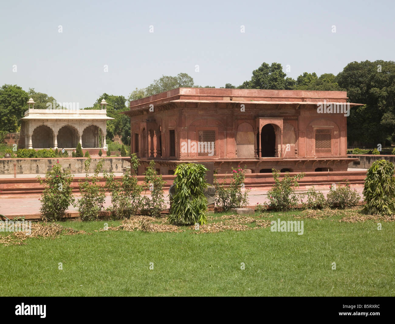Fort Delhi Indien rot Sandstein Pavillon von Shah Jahan 1639-48 Stockfoto