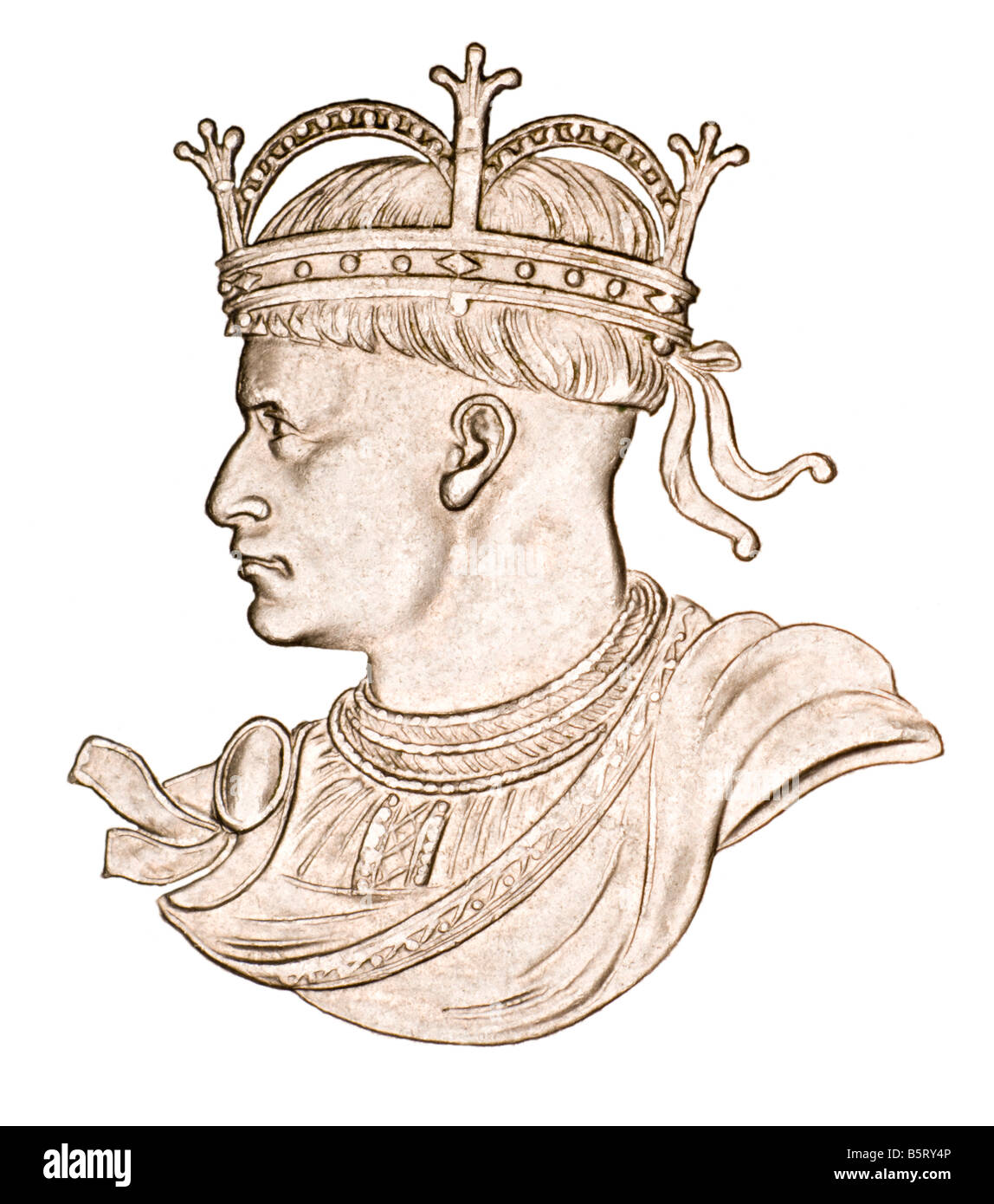 Profil Portrait von König William I von Guernsey 10 Schilling von 1966 Münze Stockfoto