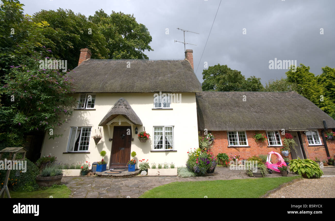 Traditionelle englische Thatched cottage Stockfoto