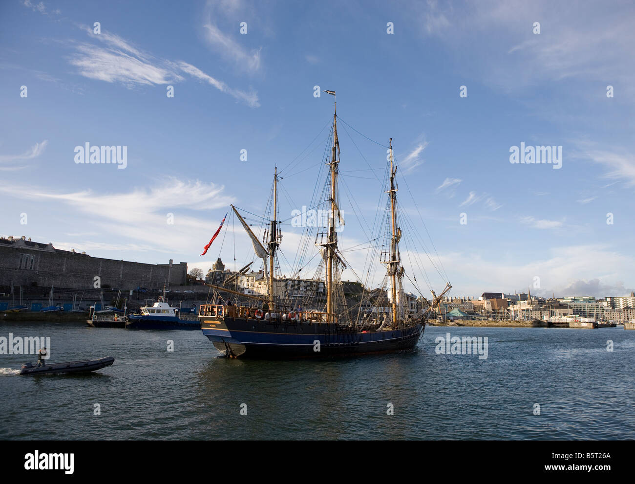 Der Earl of Pembroke drei Masten Platz rig Großsegler, Plymouth, Devon, UK Stockfoto