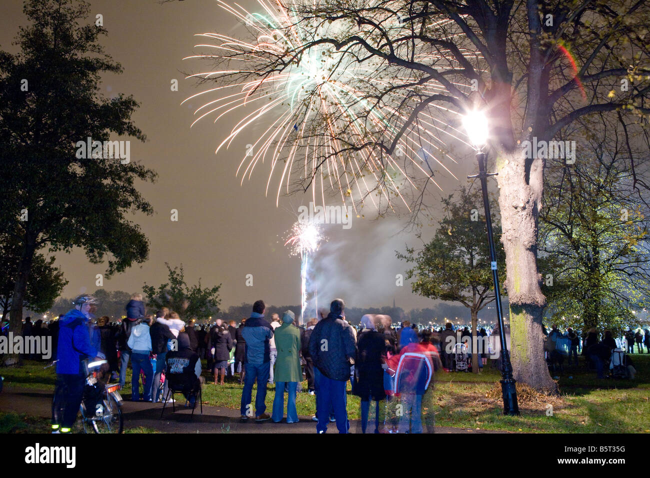 Clapham Common-London-Großbritannien-Europa-Feuerwerk Stockfoto