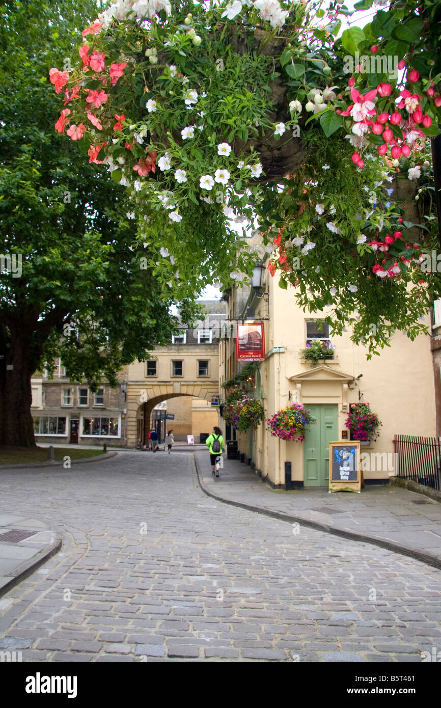 Gepflasterten Fußgängerzone in Bath, Somerset, England Stockfoto